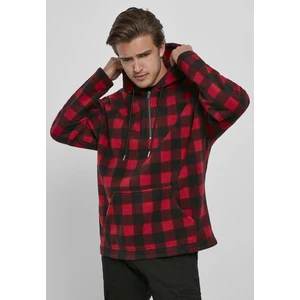 Patterned Polar Fleece Half Zip Hoody Redcheck