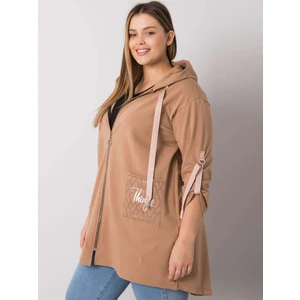 Plus size camel sweatshirt with Zurich zip