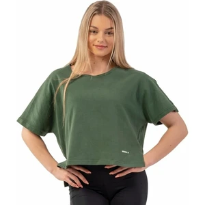 Nebbia Organic Cotton Loose Fit "The Minimalist" Crop Top Dark Green XS-S