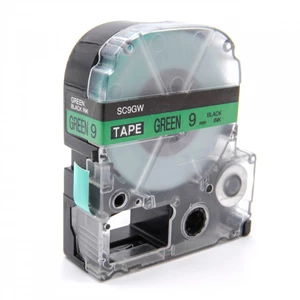 Epson LC-SC9GW, 9mm x 8m, černý tisk / zelený podklad, kompatibilní páska