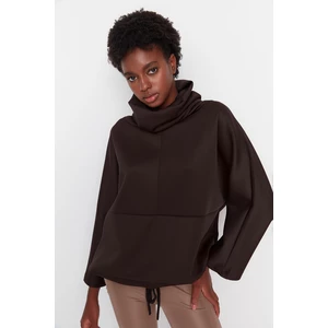 Trendyol Brown Stand Up Collar Oversize Slim Sports Sweatshirt