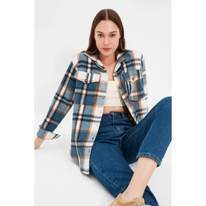 Trendyol Blue Plaid Tall Shirt