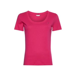 Tmavě růžové dámské tričko Tommy Hilfiger - Dámské