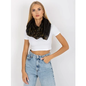 Black and khaki scarf with motif