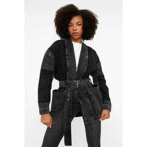 Trendyol Oversize Denim Jacket WITH Anthracite Belt Color Block