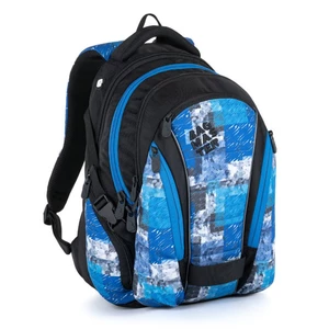 Studentský batoh BAGMASTER BAG 21 A BLUE/BLACK, modrý, béžový, černý, kostky, strakatý, novinka, originální