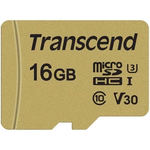 Paměťová karta TRANSCEND Micro SDHC 500S 16GB UHS-I U3 V30 + adaptér