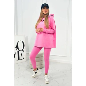 Set cotton sweatshirt + leggings pink