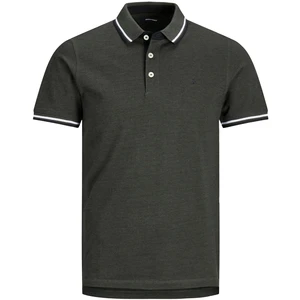 Jack&Jones PLUS Pánske polo triko Slim Fit JJEPAULOS 12143859 Forest Night 3XL