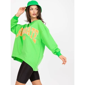 Green and orange sweatshirt without a hood with a print