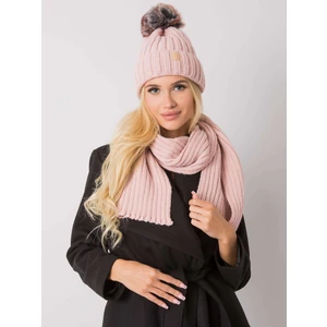 RUE PARIS Light pink set, winter hat and scarf