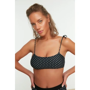 Trendyol Black Polka Dot Tie Bikini Top