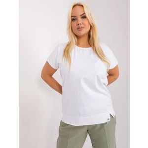 White women's blouse plus size with short sleeves