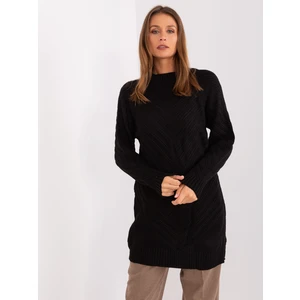 Black long oversize sweater with wool