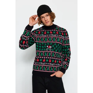 Trendyol Multicolored Men's Regular Fit Crewneck Christmas Knitwear Sweater.