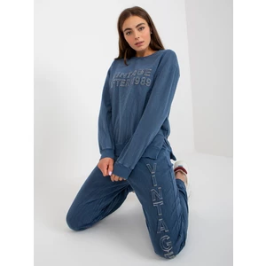 Dark blue loose casual set with trousers