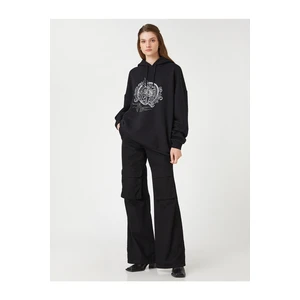 Koton Printed Oversized Hooded Sweatshirt Cotton