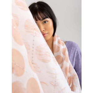 Lady's peach scarf with polka dots and application