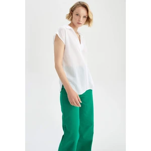 DEFACTO Regular Fit Shirt Collar Short Sleeve Short Sleeve Blouse