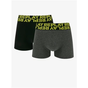 Set of two men's boxers in black and dark grey Replay - Men