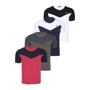 QUAD SET T8591 DEWBERRY MENS T-SHIRT-WHITE-NAVY BLUE-KHAKI-BURGUNDY