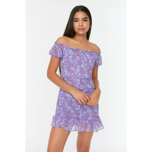 Trendyol Lilac Carmen Collar Dress