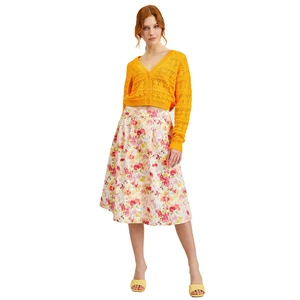 Orsay Krémová dámská květovaná sukně - Dámské
