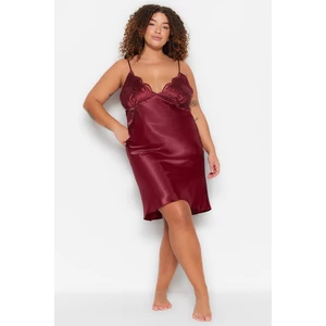 Trendyol Curve Claret Red Satin Lace Nightgown