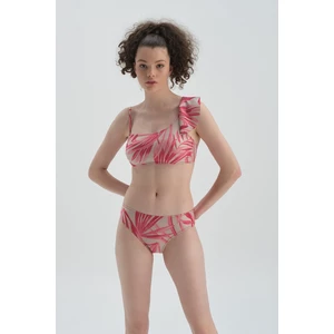 Dagi Fuchsia - Gray One-Shoulder Flounce Bikini Top