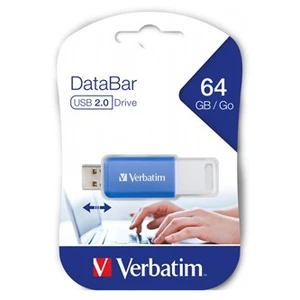 Verbatim USB flash disk, USB 2.0, 64GB, DataBar, modrý, 49455, pro archivaci dat