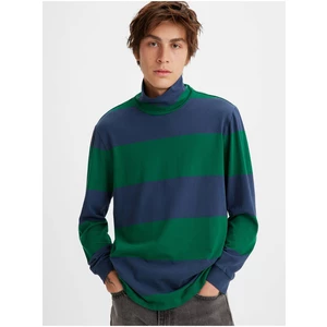 Levi's Modro-zelené pánské tričko Levi's® LS Turtleneck Tee Alpha Naval - Pánské