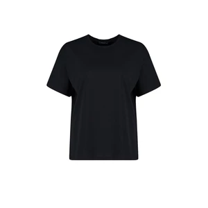 Trendyol Curve Black Knitted Crewneck T-shirt with Print on the Back