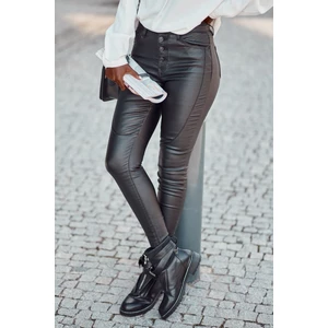 Black trousers made of eco leather