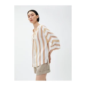 Koton V-Neck Blouse Pleat Detailed