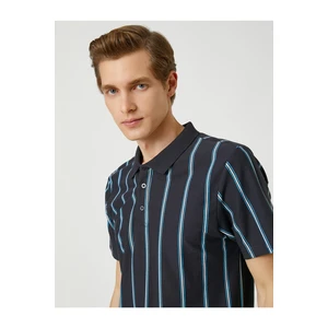 Koton Polo Neck T-Shirt, Slim Fit, Button Detailed Cotton.