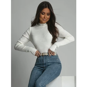Lady's fitted cream turtleneck