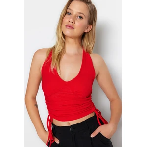 Trendyol Red Knitted Crescent Blouse With Side Shims