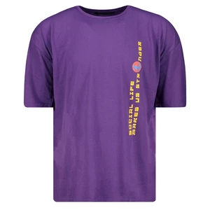 Trendyol Purple Men's Oversize Fit Crew Neck Short Sleeve Printed T-Shirt