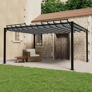 Pergola s lamelovou strechou 3 x 4 m hliník / látka Dekorhome Sivá,Pergola s lamelovou strechou 3 x 4 m hliník / látka Dekorhome Sivá