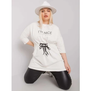 Ecru plus size tunic with an inscription