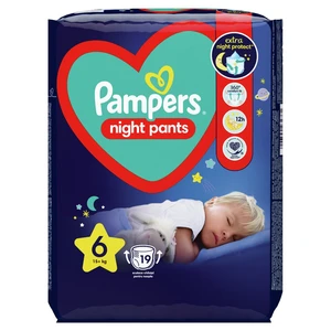 Pampers Night Pants Size 6 plenkové kalhotky na noc 15+ kg 19 ks