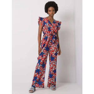 Women's red patterned jumpsuit