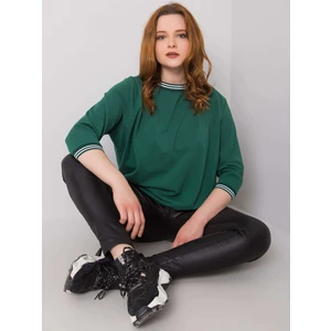 Dark green plus size blouse with ribbed cuffs