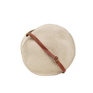 Braided round beige handbag