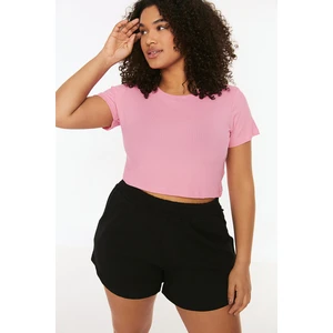 Trendyol Curve Plus Size T-Shirt - Pink - Regular fit
