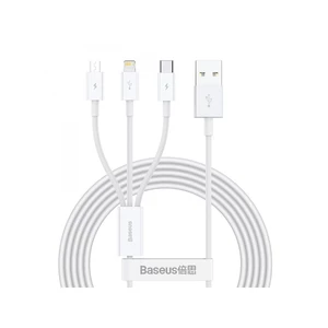Datový kabel Baseus Superior Series Fast Charging Data Cable USB to M+L+C 3.5A 1.5m, bílá