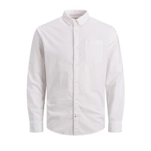 Jack&Jones PLUS Pánská košile JJEOXFORD Slim Fit 12190444 White PLUS SIZE 4XL
