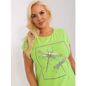 Light green casual cotton blouse larger size