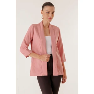 By Saygı Lycra Double Sleeve Fabric Short Jacket with Shawl Collar Width Length.