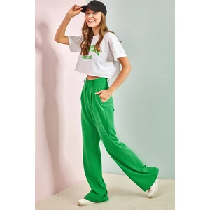 Bianco Lucci Women's Wide Legs Openwork Trousers 3942